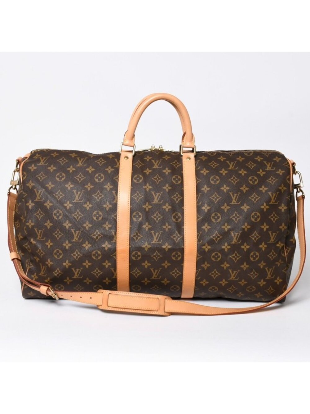 Louis Vuitton Monogram Keepall Bandouliere 55 2-Way Boston Bag Brown Canvas